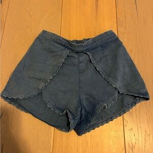 Kids Denim Blue Scalloped Shorts